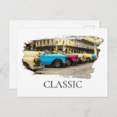 *~*レトロ車ヴィンテージアンティークカラフルクラシック ポストカード (正面/裏面)