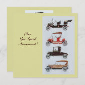 レトロ車2自動復元イエローホワイトブラウン 案内状 (正面/裏面)