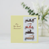 レトロ車2自動復元イエローホワイトブラウン 案内状 (スタンド正面)