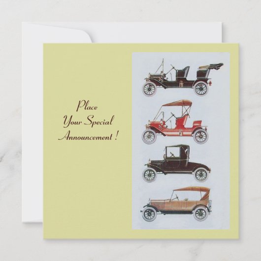 レトロ車2自動復元イエローホワイトブラウン 案内状 (正面)