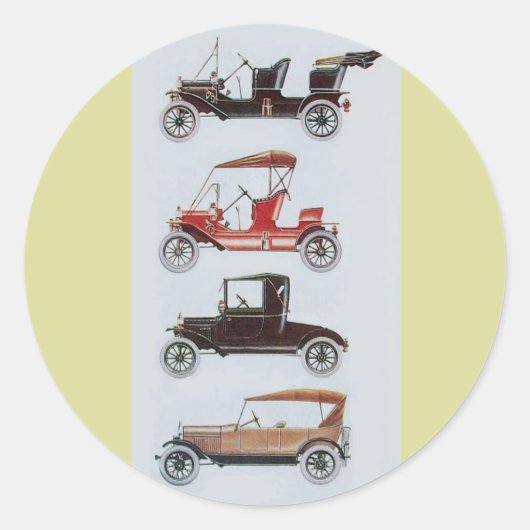 レトロ車2 – 自動修復車の茶色の黄色 ラウンドシール (正面)