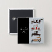 レトロ車2 – 自動修車の復、黒 缶バッジ (正面&裏面)