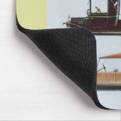 レトロ車2、自動復元グレー黄色の赤 マウスパッド (コーナー)