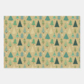 レトロ車、トラック、クリスマスツリーのラップ ラッピングペーパーシート (正面3)