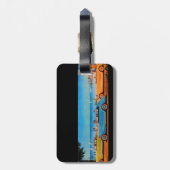 レトロ車、ブルーイエローオレンジ ラゲッジタグ (裏面縦)