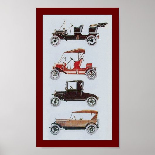 レトロ車、白黒赤 ポスター (正面)