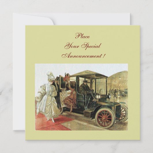 レトロ車、自動修復2、赤い黄色 案内状 (正面)