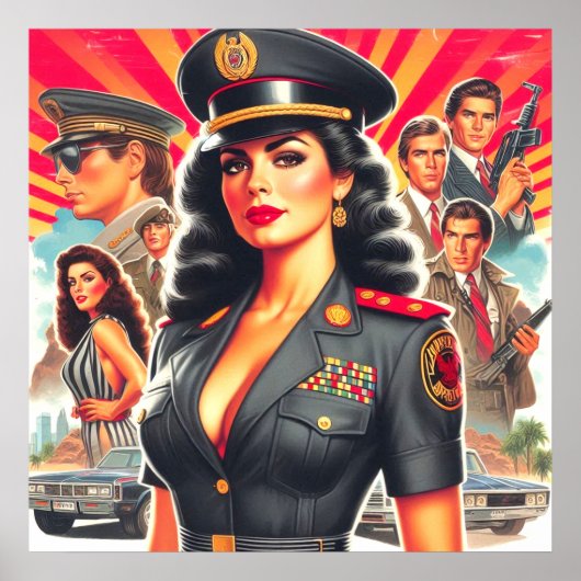 レトロ軍隊女性 ポスター (正面)