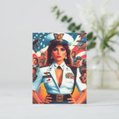 レトロ軍隊女性 ポストカード (スタンド正面)