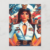 レトロ軍隊女性 ポストカード (正面)
