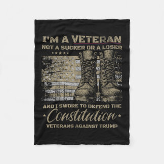 レトロ軍隊退役軍人トランプ抗議 フリースブランケット