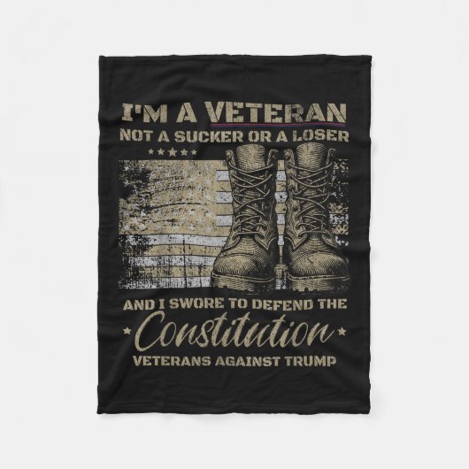 レトロ軍隊退役軍人トランプ抗議 フリースブランケット (正面)