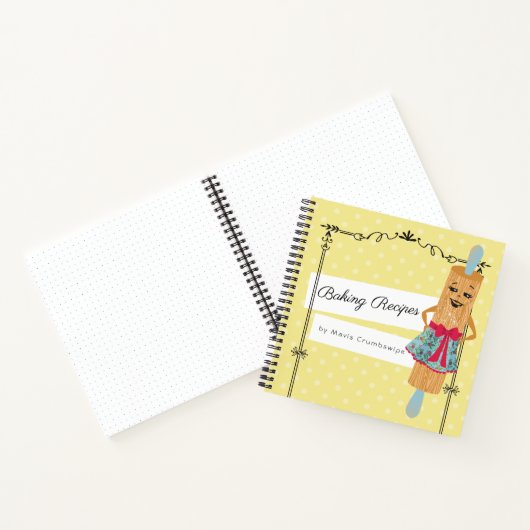 レトロ転がのピンウーマンクックブックレシピ手帳 ノートブック (内部)