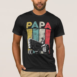 レトロ農業パパトラクターズ農家ファザー Tシャツ