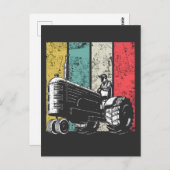 レトロ農業パパトラクターズ農家ファーズデイ ポストカード (正面/裏面)