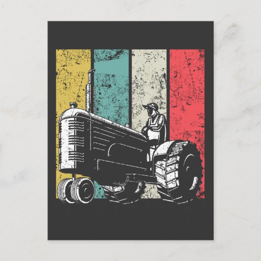 レトロ農業パパトラクターズ農家ファーズデイ ポストカード (正面)