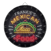 レトロ追加ネームフェイクネオンメキシコ料理タコディナール ダーツボード (正面)