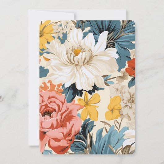 レトロ退職パーティーゼラニウムフローラ 招待状 (裏面)