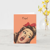 レトロ遅れ誕生日Oopsカードカード カード (黄色い花)