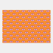 レトロ邪悪な目パターンピンクオレンジホワイトBOHO ラッピングペーパーシート (正面)