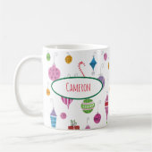 レトロ郷愁クリスマスオーナメント パーソナライズされた コーヒーマグカップ (左)