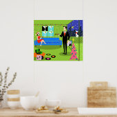 レトロ都市クリスマスカップルのポスター ポスター (キッチン)