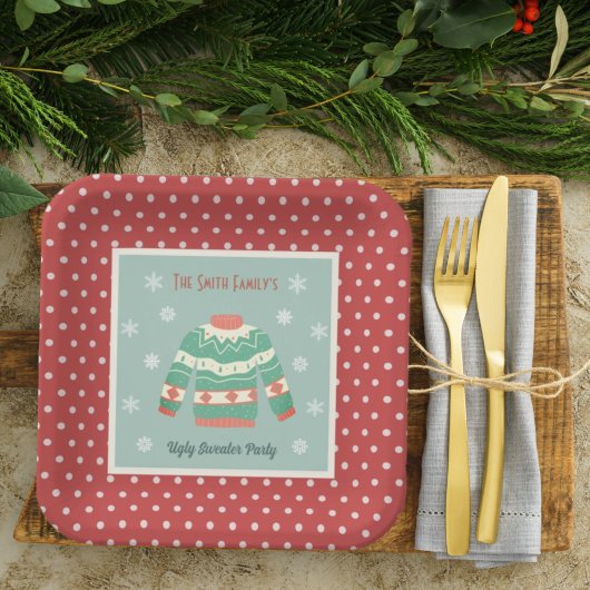 レトロ醜いクリスマスセーターパーティーホリデー ペーパープレート