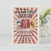 レトロ醜いセータークリスマスパーティの招待状 招待状 (スタンド正面)