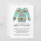 レトロ醜いセーターメリークリスマスホリデーパーティー 招待状 (正面)