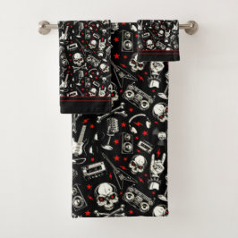 レトロ重金属パターン バスタオルセット