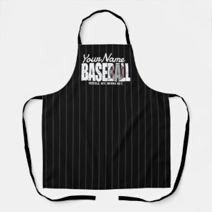 レトロ野球の名前を追加Pinstriedチームプレーヤー エプロン