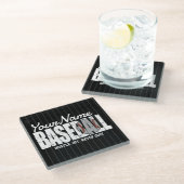 レトロ野球の名前を追加Pinstriedチームプレーヤー ガラスコースター (アングル)