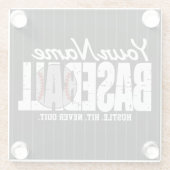 レトロ野球の名前を追加Pinstriedチームプレーヤー ガラスコースター (裏面)