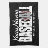 レトロ野球の名前を追加Pinstriedチームプレーヤー キッチンタオル (縦)