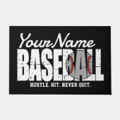 レトロ野球の名前を追加Pinstriedチームプレーヤー ドアマット (正面)