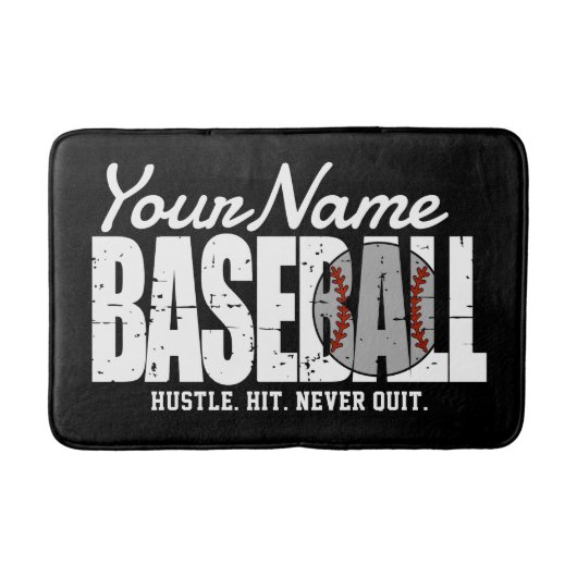 レトロ野球の名前を追加Pinstriedチームプレーヤー バスマット (正面)