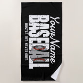 レトロ野球の名前を追加Pinstriedチームプレーヤー ビーチタオル (正面)