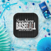 レトロ野球の名前を追加Pinstriedチームプレーヤー ペーパープレート (パーティー)