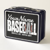 レトロ野球の名前を追加Pinstriedチームプレーヤー メタルランチボックス (裏面)