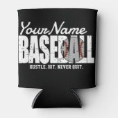 レトロ野球の名前を追加Pinstriedチームプレーヤー 缶クーラー (正面)