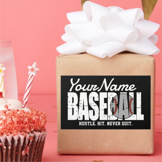 レトロ野球の名前を追加Pinstriedチームプレーヤー 長方形シール (パーティー)