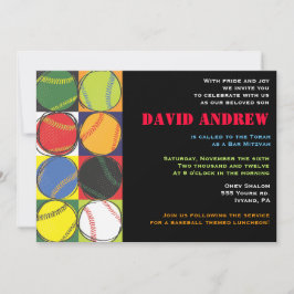 レトロ野球をテーマにしたバーバルミツワー招待状 招待状