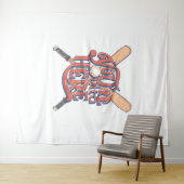 レトロ野球ソフトボールファンデザイン タペストリー (インサイチュ(横))