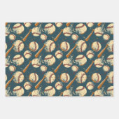 レトロ野球トリオ3 ラッピングペーパーシート (正面3)