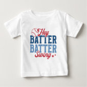 レトロ野球ヘイバッターバッタースイング ベビーTシャツ (正面)
