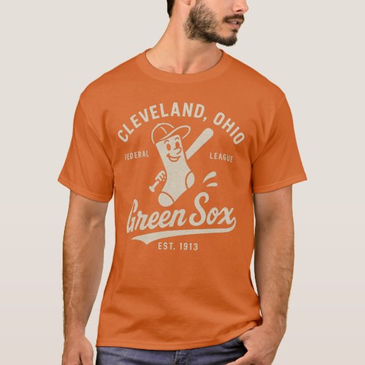 レトロ野球マスコット - 1913 グリーンソックス Tシャツ (正面)
