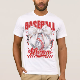 レトロ野球ママTシャツ ディスコボール コケットボウ Tシャツ