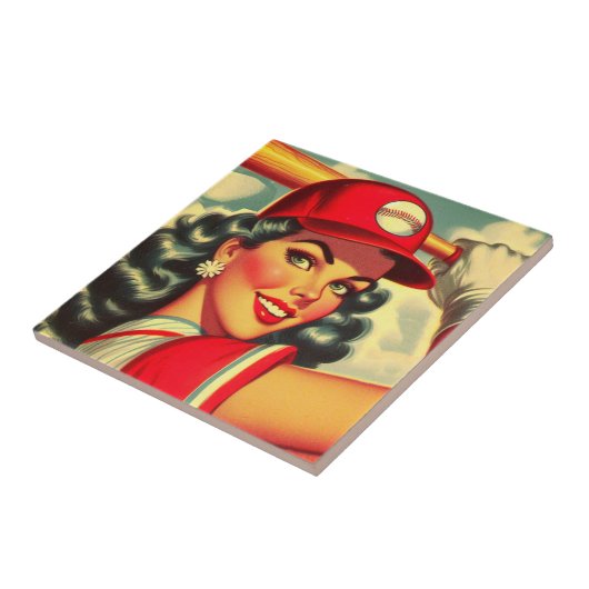 レトロ野球女子 タイル (側面)