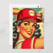 レトロ野球女子 ポストカード (正面/裏面)