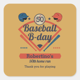 レトロ野球 誕生日おめでとう 男子 50歳の誕生日 スクエアシール